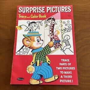 Vintage 1967 Surprise Pictures Trace And Color Coloring Book Whitman Unused